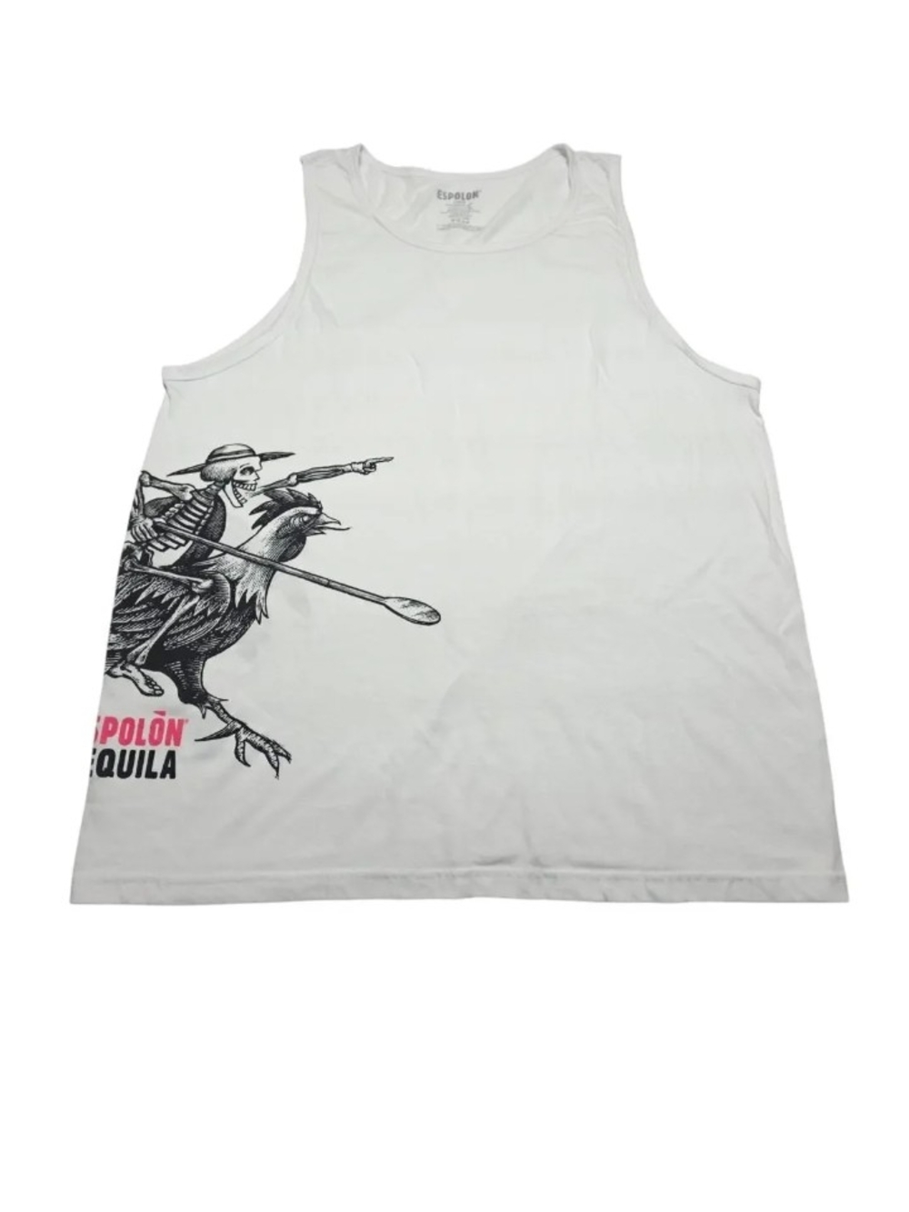 Espolon Tequila RARE White Graphic Tank Top with Skeleton Rider Print-Size L